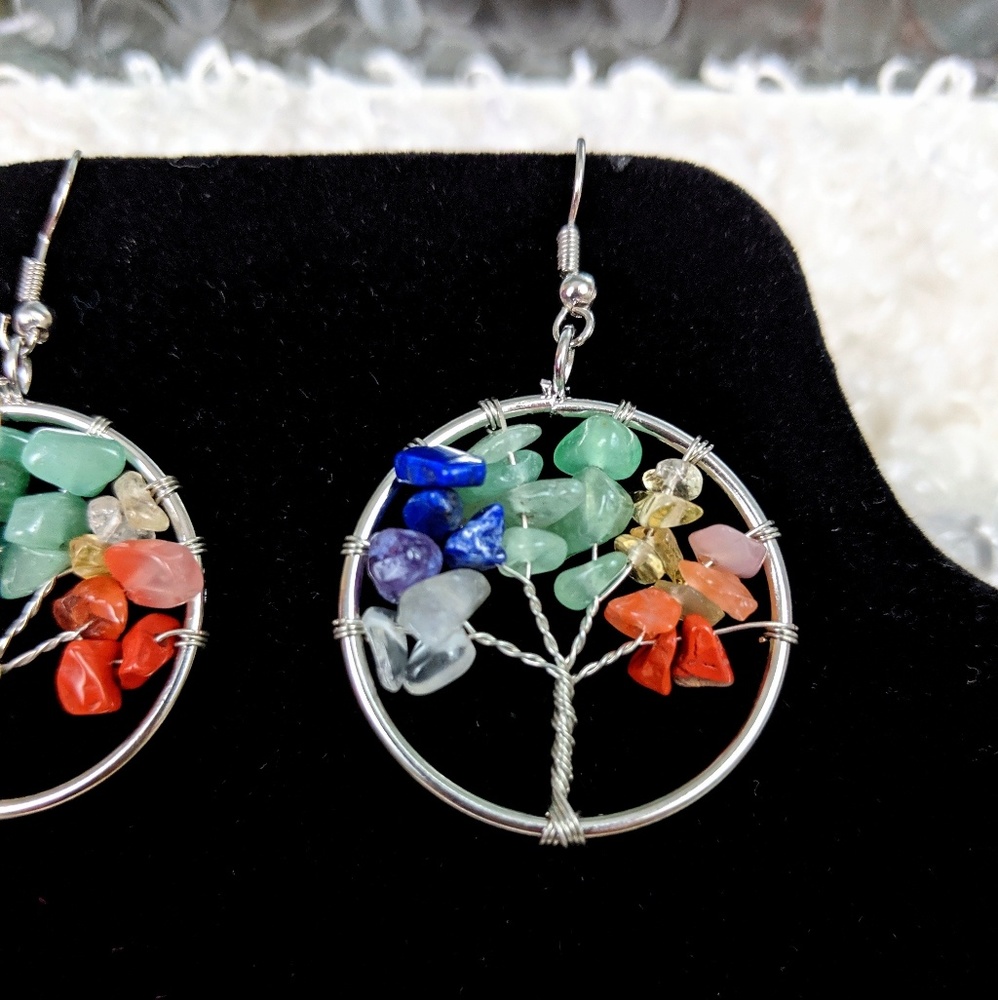 !🌈7 chakra Healing Tree of Life earrings - Picture 2 of 6